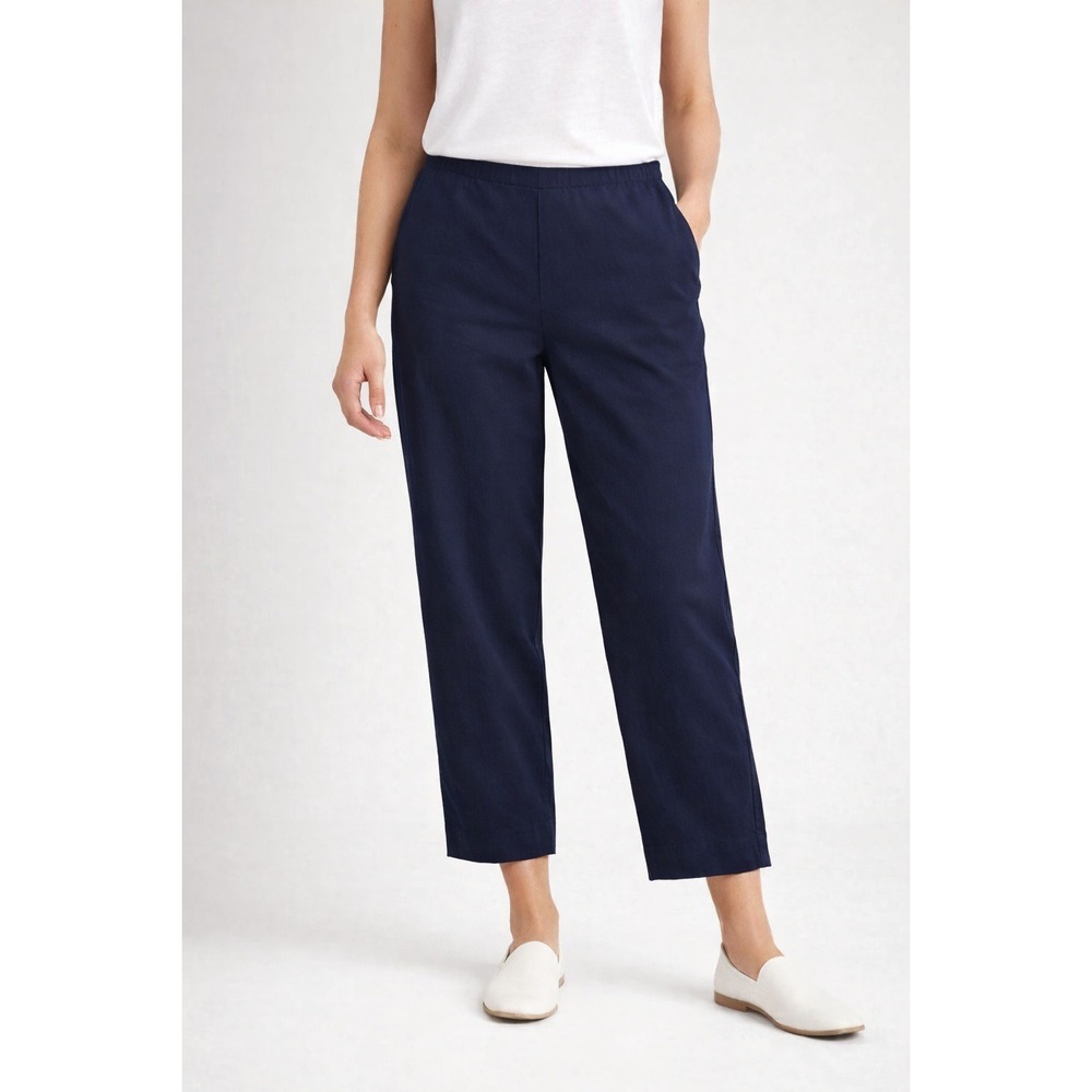Eileen Fisher Navy Blue Cropped‎ Pants Zip Women's Small Minimalistic